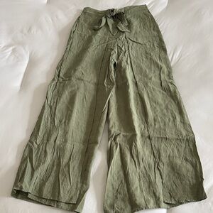 Olive Green Wide-Leg Pants